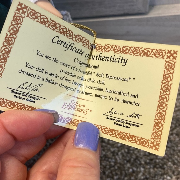 Soft Expressions 12” Genuine Fine Bisque Porcelain Doll Christmas - Picture 11 of 11